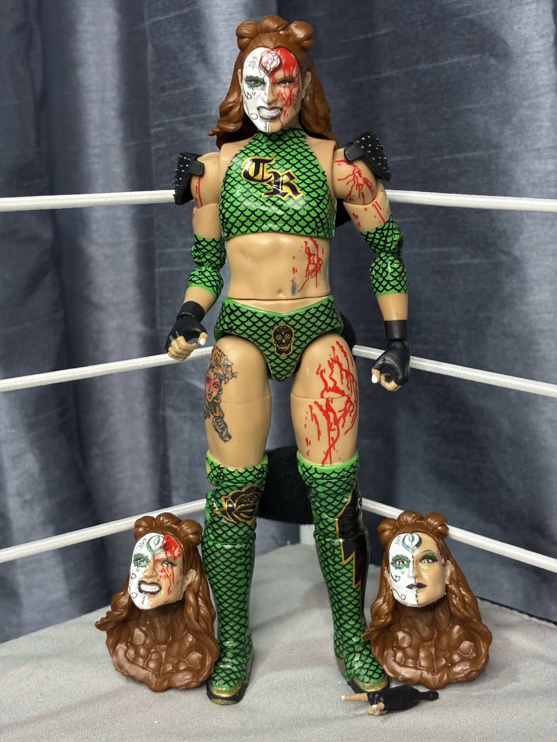 Thunder Rosa - Blood & Guts with Extra Heads and Hand WWE Mattel AEW Elite Ul...